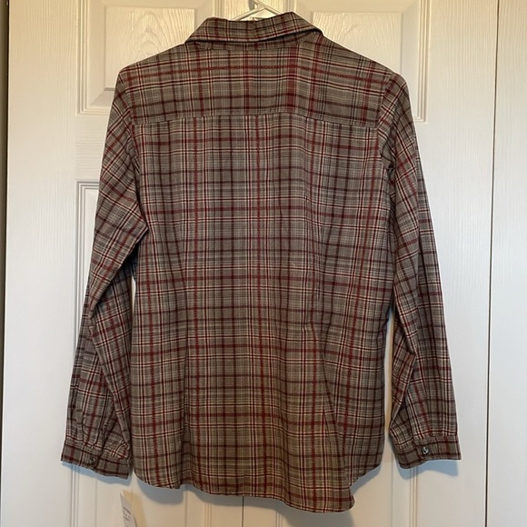 NWT Woolrich Mercer shirt Sz LP Plaid opalescent pearl snaps gray red black - Picture 9 of 12